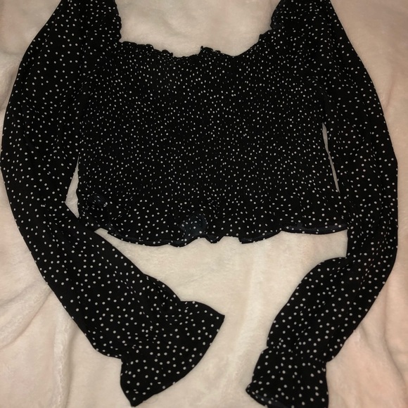 Forever 21 Polka Dot Cropped Blouse - Picture 1 of 5